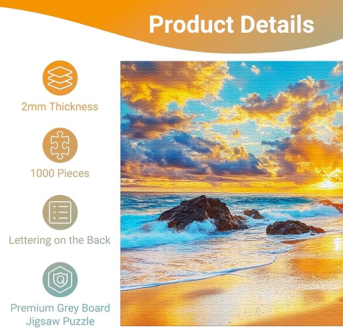 Crabs on Sunset Beach Puzzles for Adults 1000 Pieces, Impossible Hard Difficult Challenging Jigsaw Puzzle 1000 Pieces, Christmas Birthday Gifts Home Decor for Adults/Friends/Family