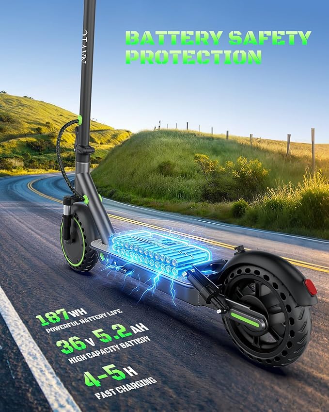 NAVIC Electric Scooter with Dual Suspension/Braking, 350W/500W Motor, 19/22 Mph,Max 22/25/27/49Miles Range, Foldable E Scooter for Adults with App