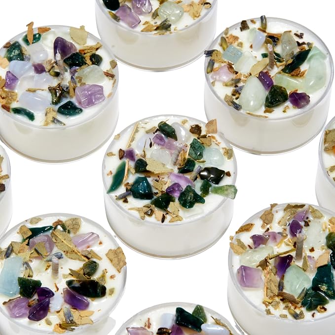 Pisces Zodiac Candle (Feb. 19 - Mar. 20) -Soy Candle - All Natural Aromatherapy Candle - Pisces Horoscope Candle - Crystal Candles - Set of 6 Tealights