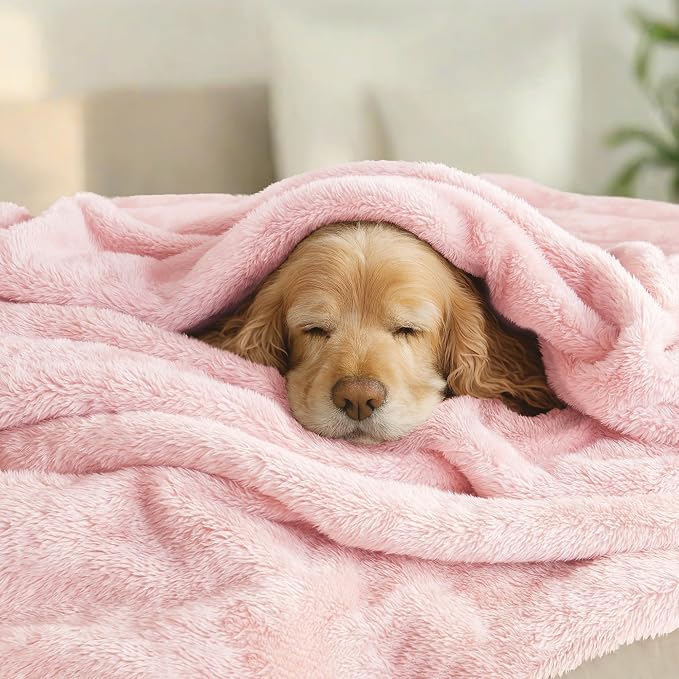 Exclusivo Mezcla Fuzzy Plush Fleece Bed Blanket King Size, Light Pink | 104x90 Inches, Super Soft and Cozy Bed Blanket, Fluffy Decorative Bedding for Livingroom, Bedroom, All Season