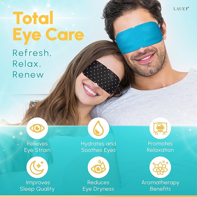 Heated Eye Steam Mask Dry Eyes Self Warm Compress Dark Circles Puffiness Set of Scent (Lavender, Chamomile, Green Tea, Mint, Mandarin Basilic, Unscented) Pack of Masks for Women