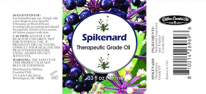 Diffuse Essential Oils 10ml - Spikenard Essential Oil - 0.33 Fluid Ounces - Spikenard Oil - Aromatherapy Oils
