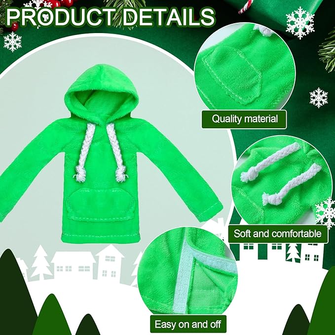 Meooeck 6 Pieces Christmas Accessories Set Including 2 Holiday Clothes Outfit, and 4 Novelty Toy Accessories for Kid(Roller Skates)