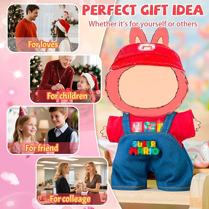 3 Piece 17cm Cool Doll Clothes and Accessories Set Stylish Hat Top Pants Outfit Edgy Doll Fashion Sets