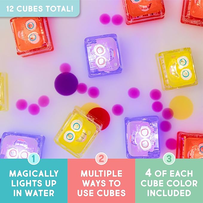 Glo Pals Water-Activated Light-Up Cubes Bundle for Sensory Play – 12 Pack (Wacky Wild West)