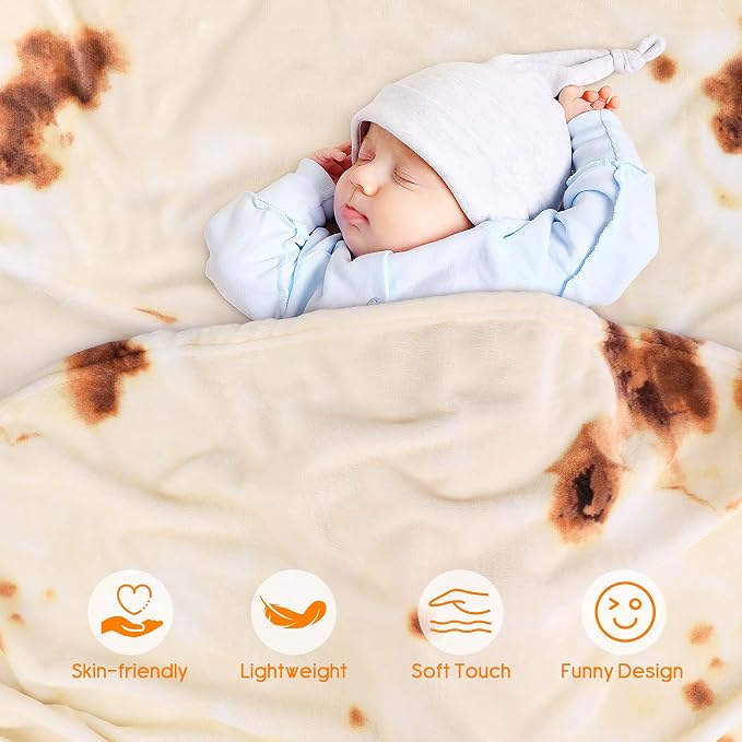 SeaRoomy Baby Burrito Tortilla Blanket, Baby Swaddle Blanket, 36inches | Funny Gifts For Newborn Boys & Girls, Baby Shower, Birthday & Christmas, Double Sided, Soft Flannel Round