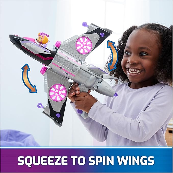 Paw Patrol: The Mighty Movie, Transforming Rescue Jet with Skye Mighty Pups Action Figure, Lights and Sounds, Kids Toys for Boys & Girls 3+