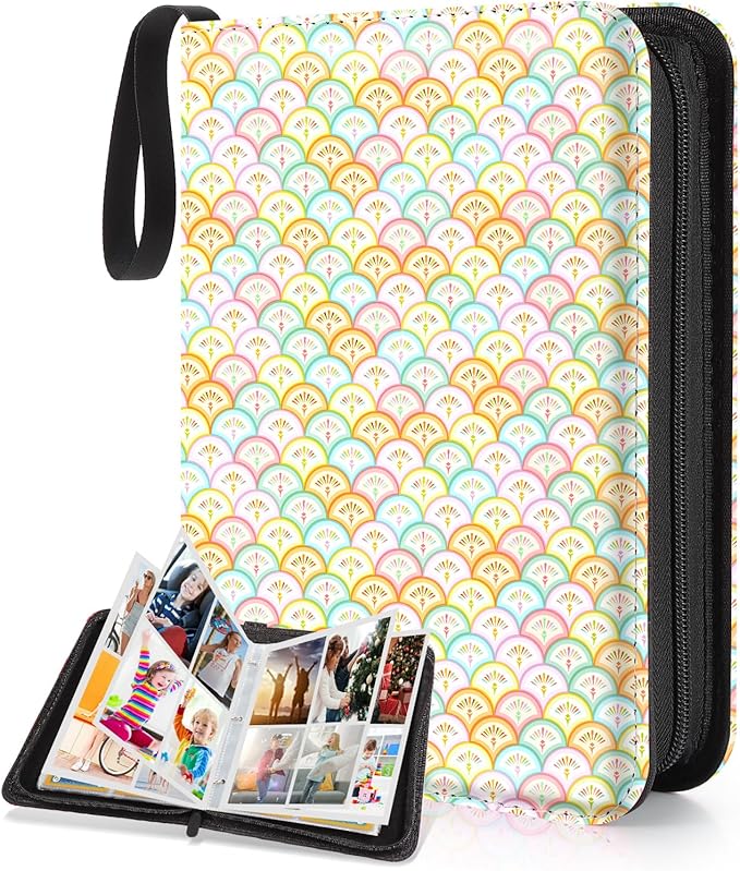 CLOKORIA Card Binder for Girls Gifts,440 Cards Collectible Trading Card Holder Case with 55 Sleeves, 4 Pocket for TCG Game Cards Collection Sports Trading Cards Collector Album (Colorful fish scales)