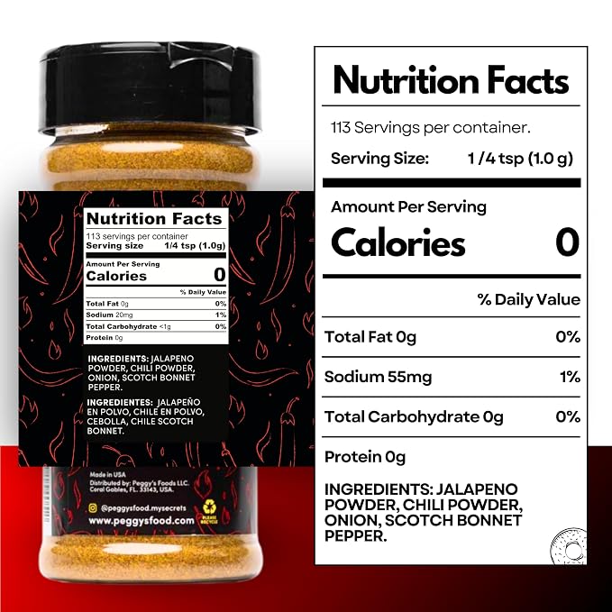 My Secrets Peggy's Food Pica Pica Spicy Blend - Premium Gourmet Seasoning with Jalapeño, Chili, and Scotch Bonnet Pepper - All-Purpose Heat for Grilling, Tacos, and Roasted Vegetables - 4 oz