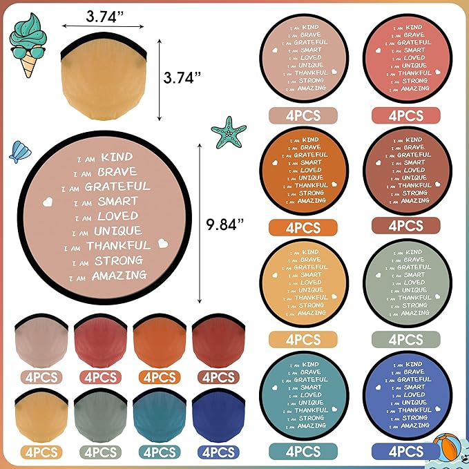 End of the Year Gifts for Students Bulk Foldable Flying Disc Fans Set with Stickers Bags, End of Year Student Gifts from Teacher Beach Fun Folding Pocket Hand Fans for Outdoor Activities Games