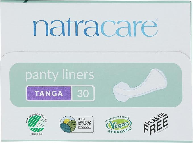 Natracare Natural Organic Thong Style Panty Liners, Made with Certified Organic Cotton, Ecologically Certified Cellulose Pulp and Plant Starch (2 Pack, 30 Liners Total)