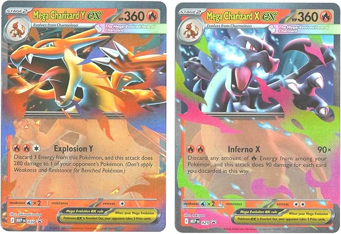 Mega Charizard X & Y ex Card Lot - Pokemon Black Star Promo - Foil MEP 029 030