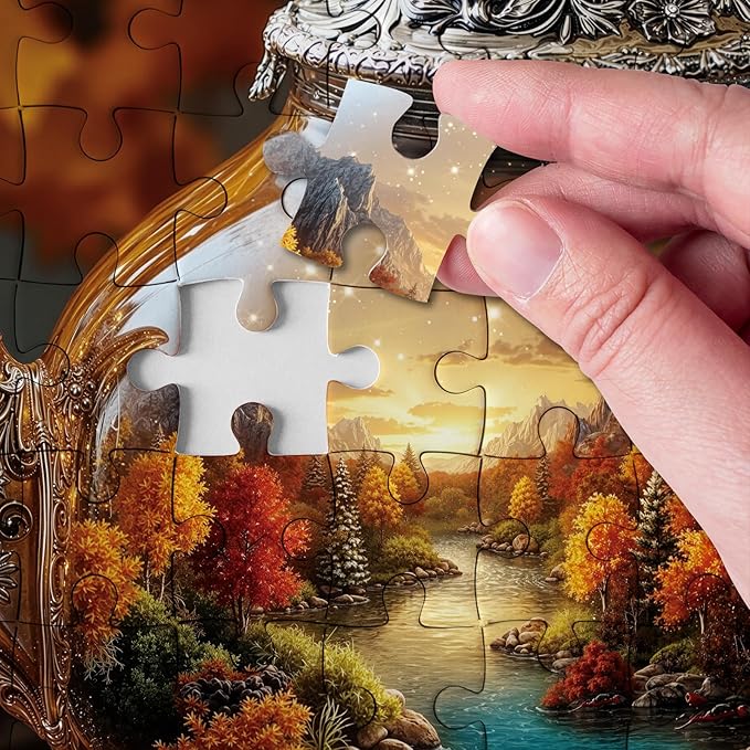 Autumn Puzzle 1000 Pieces Fall Kettle Landscape Puzzles for Adults 1000 Pieces Nature, Beautiful Autumn Scenic Art Jigsaw Puzzles, Pretty Plant Forest Aesthetic Puzzle