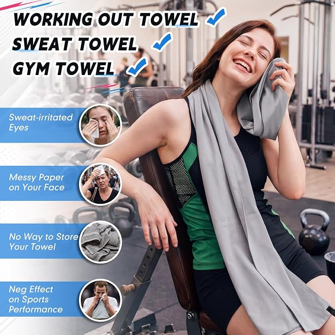 Mixweer 4 Pack Gym Microfiber Bath Towels 63"x32" Extra Large Shower Towel Lightweight Oversized Fast Drying Bathtowel for Gym Sports Travel Camping(Sky and Royal Blue, Gray, Lake Blue)