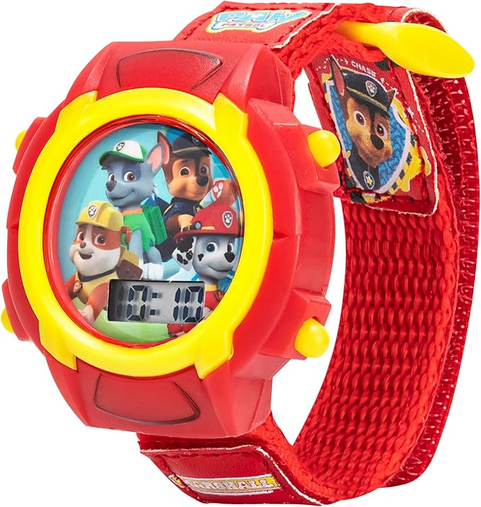 Nickelodeon Paw Patrol Kids Digital Watch with LCD Display, Velcro Strap, Chase, Marshall, Rubble & Rocky, Perfect for Young Fans Learning to Tell Time, Ideal Gift for Kids Ages 3+