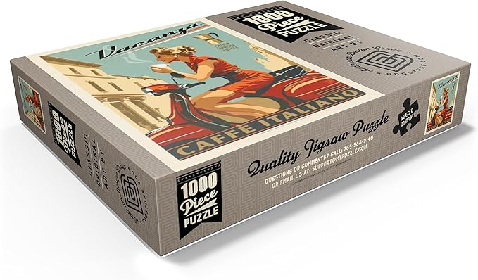 MyPuzzle Vacanza Italiana Coffee, Vintage Poster - Premium 1000 Piece Jigsaw Puzzle for Adults