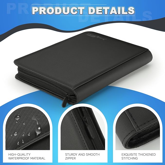 Trading Card Binder, Card Binder 9 Pocket, Premium Card Collection Binder with 576 Pockets, Zippered PU Leather Collector Album, Display Design Card Folder for MTG, TCG & All Sports Trading Cards