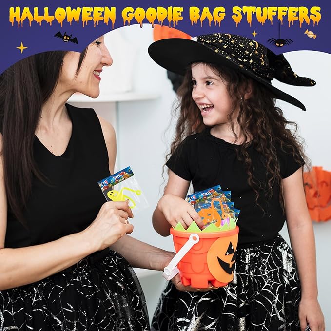 24 PCS Halloween Sticky Hands Party Favors for Kids, Stretchy Spider Sticky Web Ghost Pumpkins Bats Toys for Trick or Treat Halloween Party Gifts, Goodie Bag Stuffers Fillers, Classroom Prizes