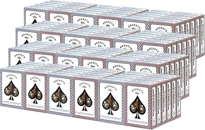 Regal Games Rockets Bulk Playing Cards Set for Adults & Professionals - 144 Standard Decks, 310 GSM Linen Finish - Poker Cards for Blackjack, Euchre, Canasta - Casino Grade, Travel & Game Night Cards