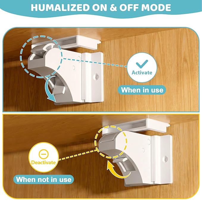 4our Kiddies Magnetic Cabinet Locks (4-Pack) – Invisible Baby Proofing Safety Latches for Cabinets & Drawers – No-Drill Adhesive Locks with 1 Magnetic Key