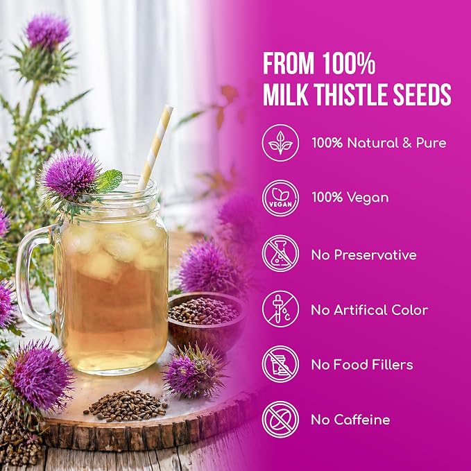 FreshDrinkUS, Premium 16oz Milk Thistle Seeds, 100% Natural & Pure, Herbal Tea, Daily Infusion Botanical, No Sugar, No Caffeine, No Gluten, Vegan. Rich in Antioxidants