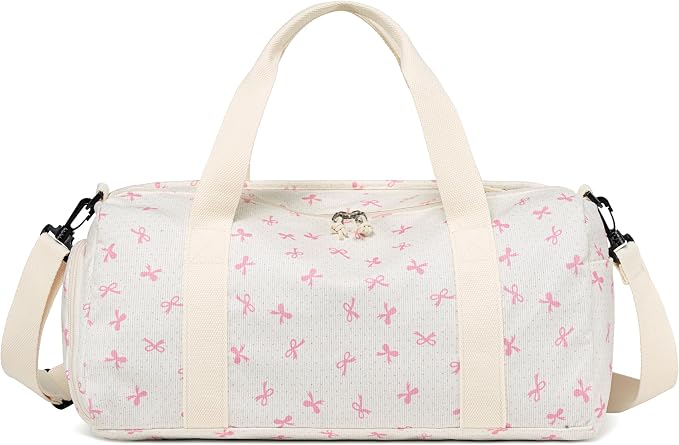 Gym Bag Sports Duffle Bag with Wet Pocket Weekender Overnight Bags with Waterproof Shoe Compartment for Girls Kids Women Dance Workout Travel Bags