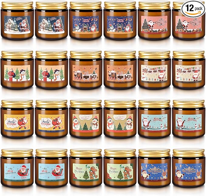 24 Pack Christmas Scented Candle Gift Set, Jar Candle Set (3.5 oz) | Premium Natural Soy Wax Candle,Clean-Burning & Long-Lasting,The Ultimate Christmas Gift & Holiday Decor