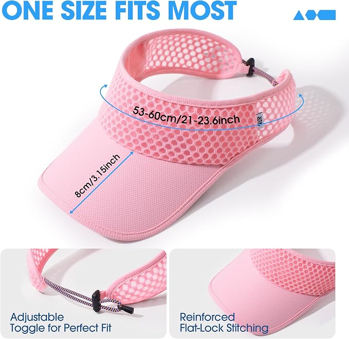 LONGLONG Sports Sun Visor Hat with Non-Slip Toggle Breathable for Women Men | Adjustable Quick Dry Moisture-Wicking Soft Lightweight Mesh Sun Protection Cap Golf Tennis Pickleball Running Garden Hiking
