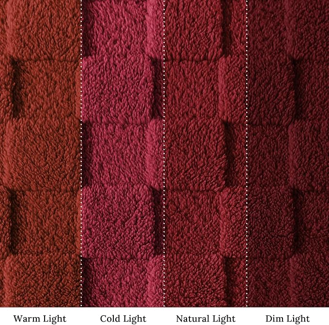Exclusivo Mezcla 3D Checkered Fleece Throw Blanket for Couch, Burgundy | Super Soft and Cozy Fluffy Throw, Lightweight and Breathable, Cute Fuzzy Blanket for Sofa, Home Decor, All Season, 50"x60"