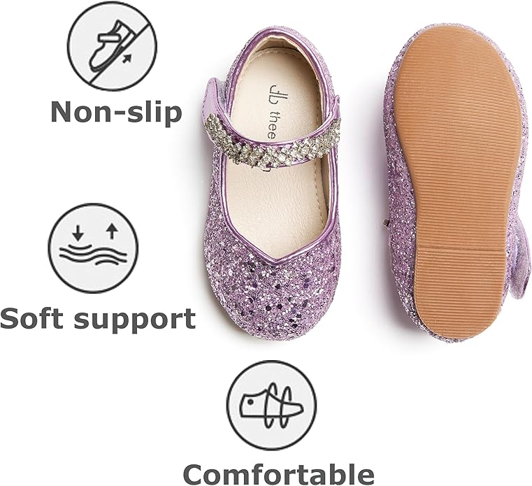 THEE BRON Mary Jane Ballet Flats - Girls' Dress Shoes with Hook & Loop Closure