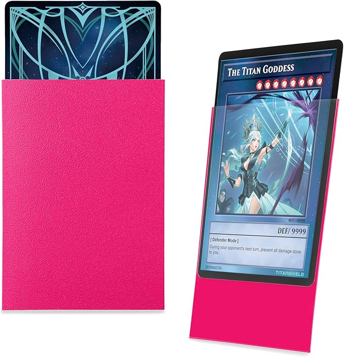 TitanShield (150 Sleeve) Colored Small Japanese Sized Trading Card Sleeves Deck Protector for Yu-Gi-Oh, Cardfight!! Vanguard & More (Viva Magenta)