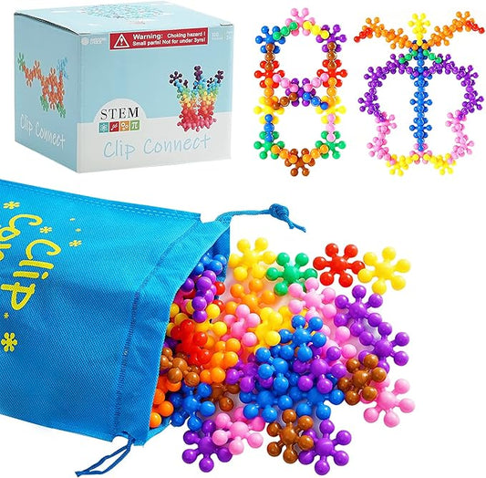 Clip Connect 120 Piece Building Blocks | Diameter 1.26", STEM Building Toys Set Kindergarten Math Manipulatives for Kids Boys Girls, Educational Preschool Toys Activities Homeschool Supplies