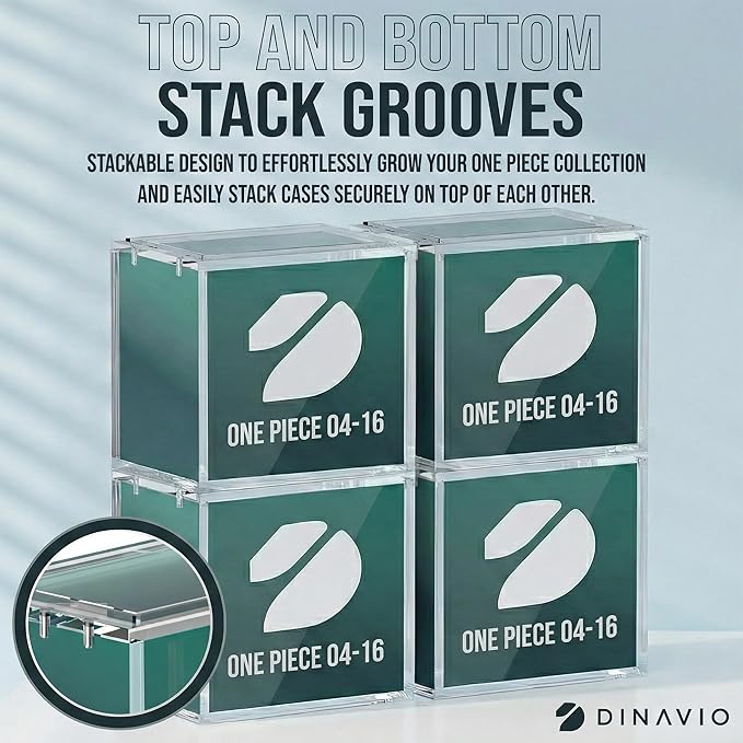 Dinavio Crafthouse One Piece Booster Box Acrylic Display Case Stackable - UV Protection with N52 Strong Magnets - Clear TCG Protector - Compatible with English One Piece OP-04 to OP-16 Booster Box