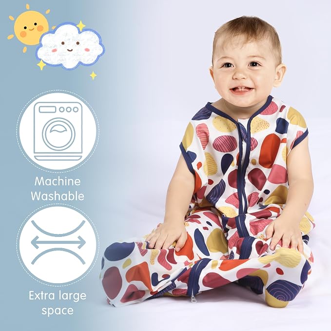 BSTOPPT 3 Pack Baby Sleep Sack 100% Rayon Cotton Baby Sleeping Bag 2-Way Zipper Toddler Wearable Blankets TOG 0.3. (Leopard&Cobble&Green, 0-6 Months)