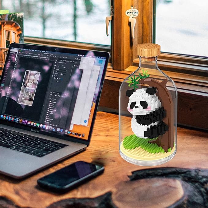Creative Panda Toy Building Set,Adult Mini Animal Friend Set,Party Favors Gift for Kids,Animal Lovers Office Home Decor Building Block,New Year Easter Birthday Gift for Boys Girls(Climbing)