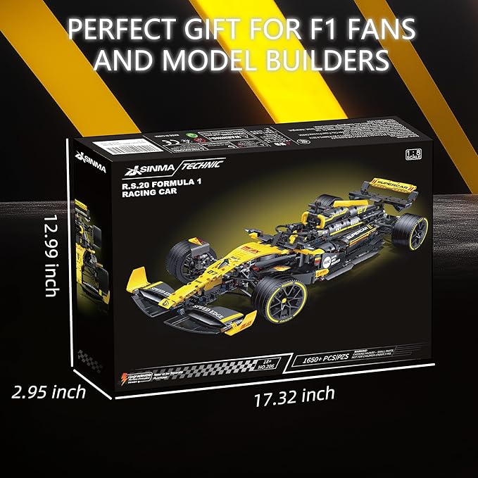 Technic F1 RS20 Racing Car Building Kit – 1:8 Scale Collectible Set for Adults, 1650+ PCS Display Model with Realistic Details – DIY Engineering Gift for F1 Fans, Home or Office Display