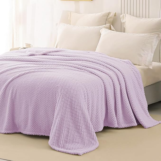 Whale Flotilla Soft Fleece Twin Size Bed Blanket, Lilac | 60x80 Inch, Suitable for Bed, Fluffy Fuzzy Jacquard Blankets for All Season, Lightweight and Cozy