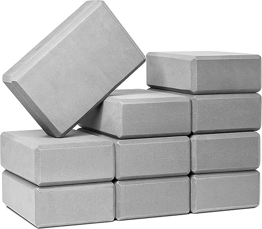 3" Yoga Block, 10 Pack Bulk EVA Foam Yoga Blocks, Firm and Supportive Yoga Brick, Balance Foam for Stretching, Pilates, and Workout, 3" x 6" x 9"