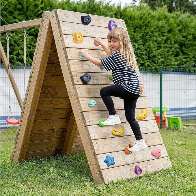 TOPNEW 24PC Kids Climbing Holds, Climbing Rocks for Play Set, Swingset - Adult Rock Wall Holds with Mounting Hardware for Indoor Outdoor Climbing Wall, Pastel Color