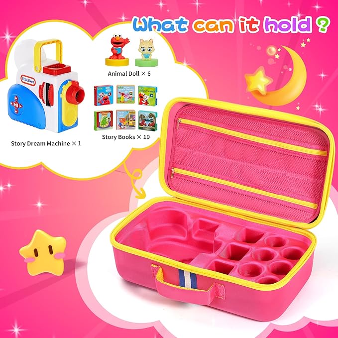 Hard Travel Case Compatible with Little Tikes for Story Dream Machine Books Starter Set, Protective Storage Case Container for Storytime Audio Play Real for Littles Character Collection (Pink, Large)