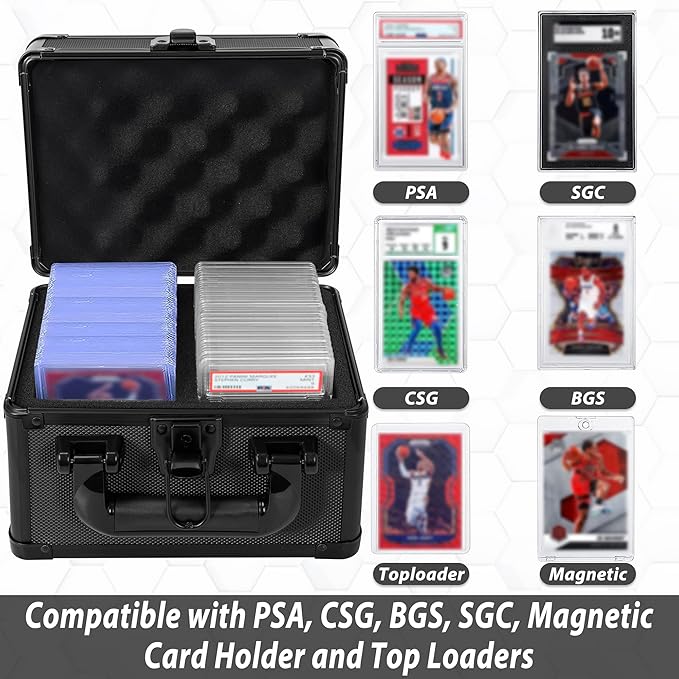 Graded Card Case - Aluminum Alloy Graded Card Storage Box Compatible with 40 Card Slabs, Sports Trading Card Case Fits PSA, CSG, BGS