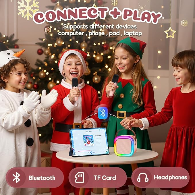 Karaoke Machine for Kids, 2026 TOP Toys Birthday Gifts Ideas for Girls Ages 4, 5, 6, 7, 8, 9, 10, 12+ Years Old, Portable Mini MP3 Player with 2 Wireless Mics for Party