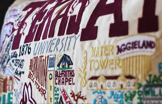 Catstudio Throw Pillow, Texas A&M Embroidered Pillow - Collegiate Decorative Pillows for Aggies Fans for Graduation, Game Day, Alums and Parents