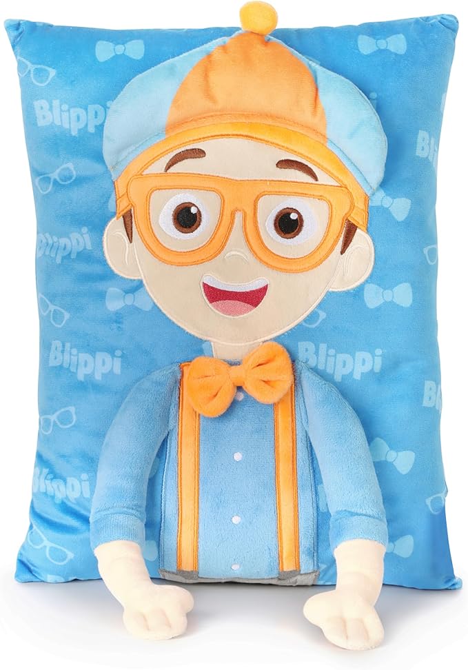 Jay Franco Snuggle Pillow – 15 Inch Kids Ultra-Soft Stuffed Plushie & Cozy Throw Pillow, Official Licensed Character Cushion, Blue - Blippi