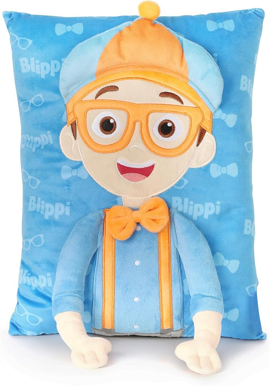 Jay Franco Snuggle Pillow – 15 Inch Kids Ultra-Soft Stuffed Plushie & Cozy Throw Pillow, Official Licensed Character Cushion, Blue - Blippi