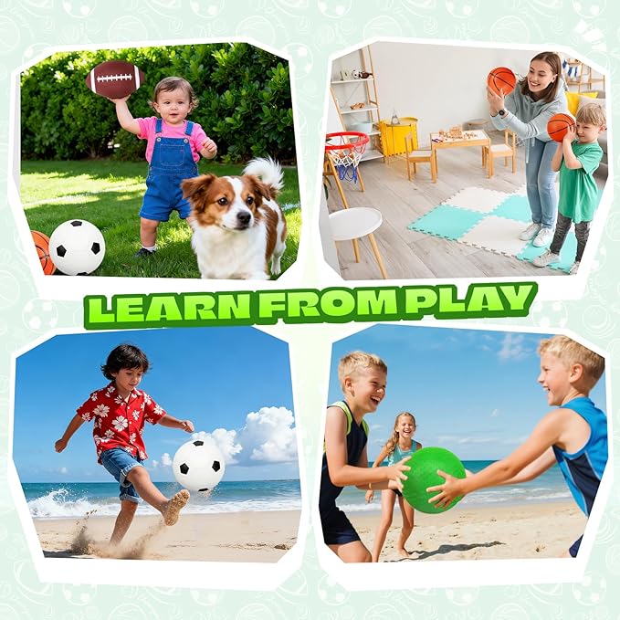 Mini Toddler Balls Toys Set for Kids, Mini PVC 5 Inch Basketballs Balls-5" Little Soccer, Football,- Playground Kick Ball Gift for Children Yard Indoor Outdoor Beach Pool 4 Pack