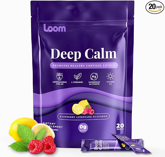 Loom Cortisol Support & Sleep Drink Mix | Ashwagandha KSM-66, Magnesium Glycinate, L-Theanine & Vitamin D3 | Stress Relief & Relaxation Powder (20 Servings)