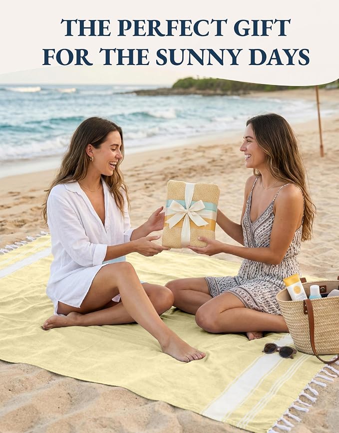 LANE LINEN Oversized Beach Towels 4 Pack – Pre-Washed, Extra Large, Quick Dry, No Sand, Pool Use, 39"x71" – Yellow