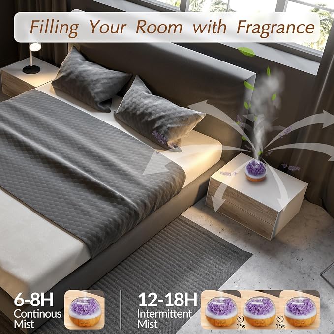 Aromatherapy Essential Oil Diffuser, 300ml Air Diffuser Humidifier with 7 LED Colors, Timer & Auto-Off for Home Bedroom Office (Purple)