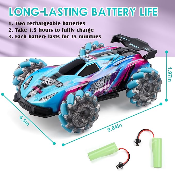SPRSHY RC Stunt Car Toys - Gesture Remote Control Racing Cars Comes with Spray,Lights,360° Rotation for Kids,Vehicle Birthday Gifts for Boys and Girls Aged 6 7 8 9